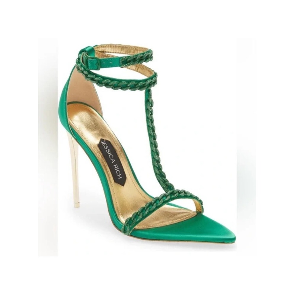 JESSICA RICH | Luxe T-Strap Sandal in Green | SZ 39