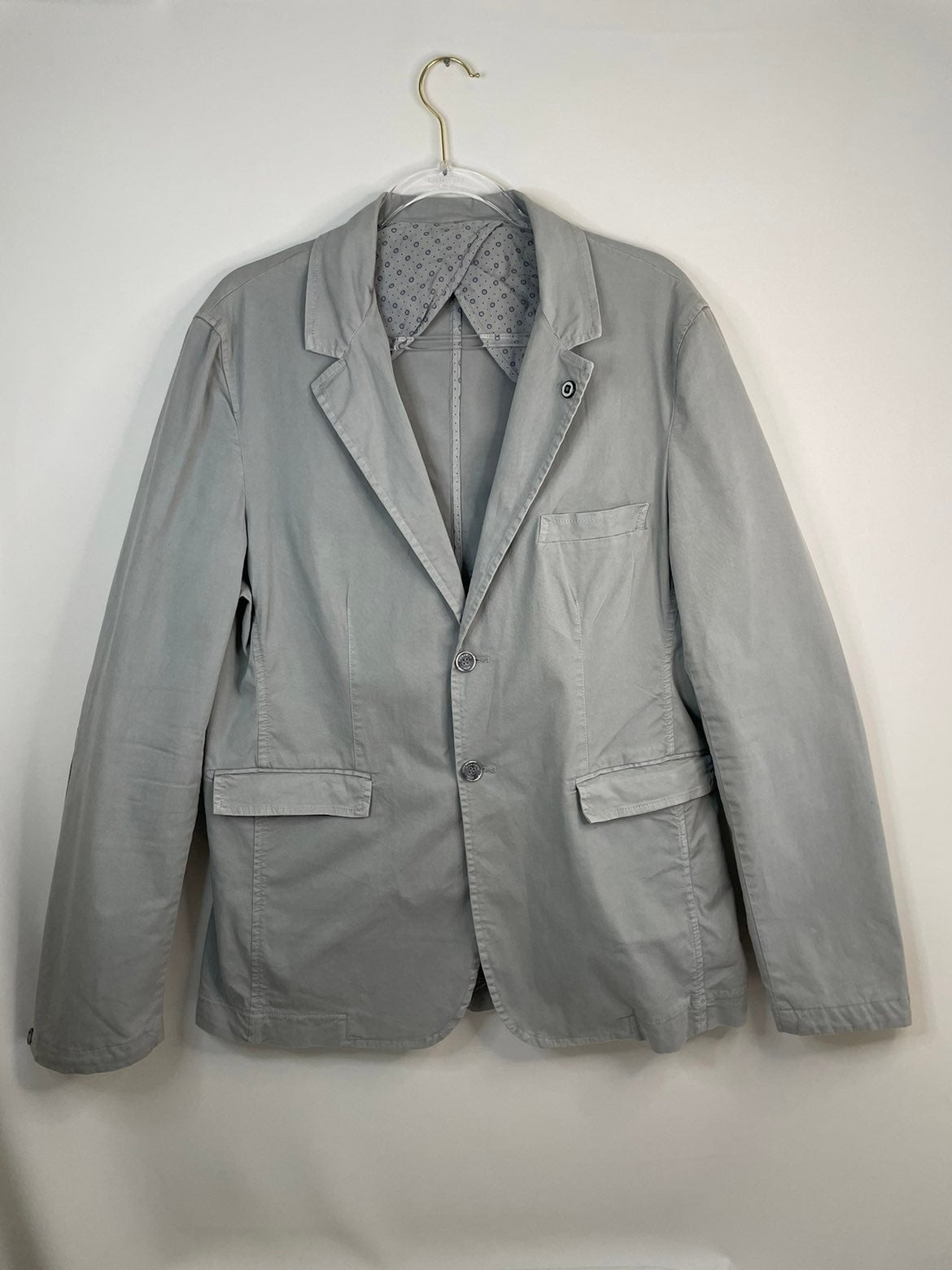 Roberto Pepe Grey Two Button Cotton Blazer Made in Italy Mens Size 35