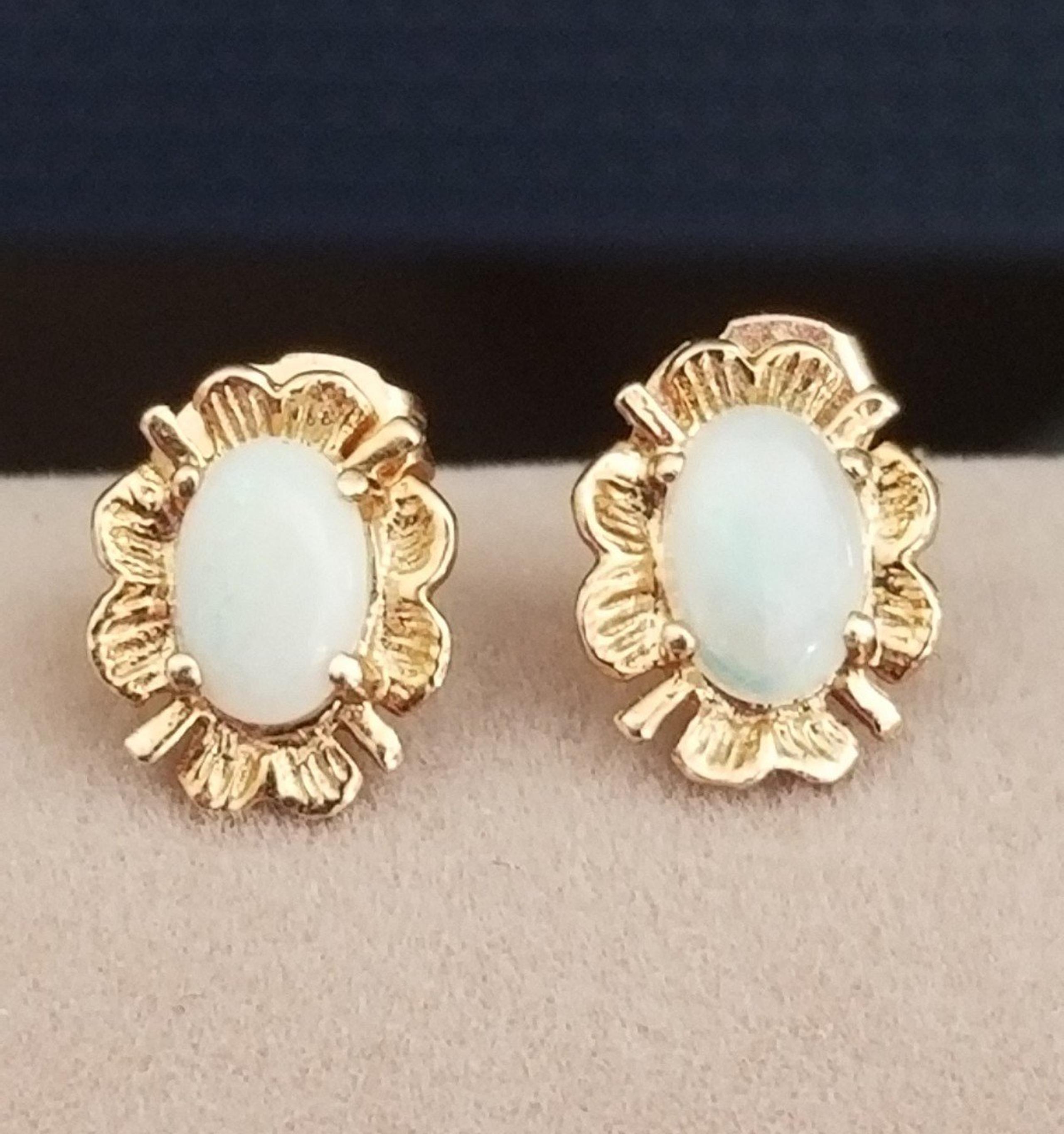 14K Gold Opal Earrings