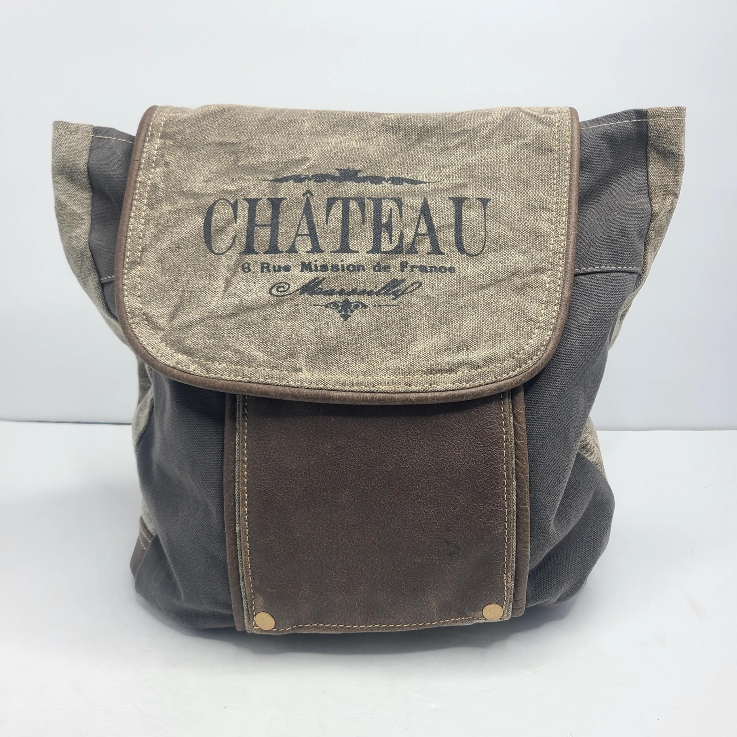 Myra Backpack Purse Bag Canvas Leather Distressed Chateau Flap