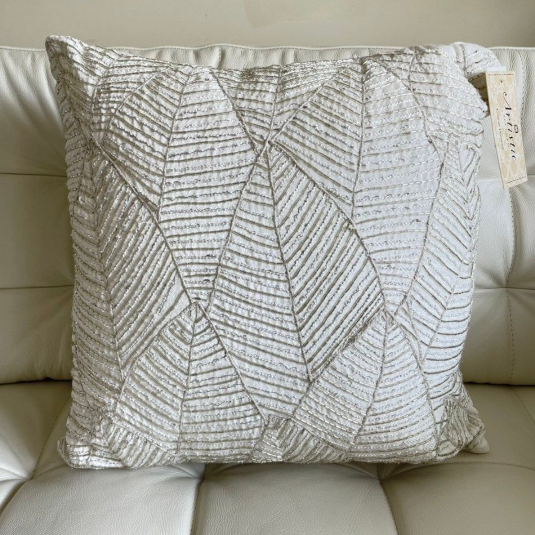 Artistic Accents Decorative Cream Beaded Pillow