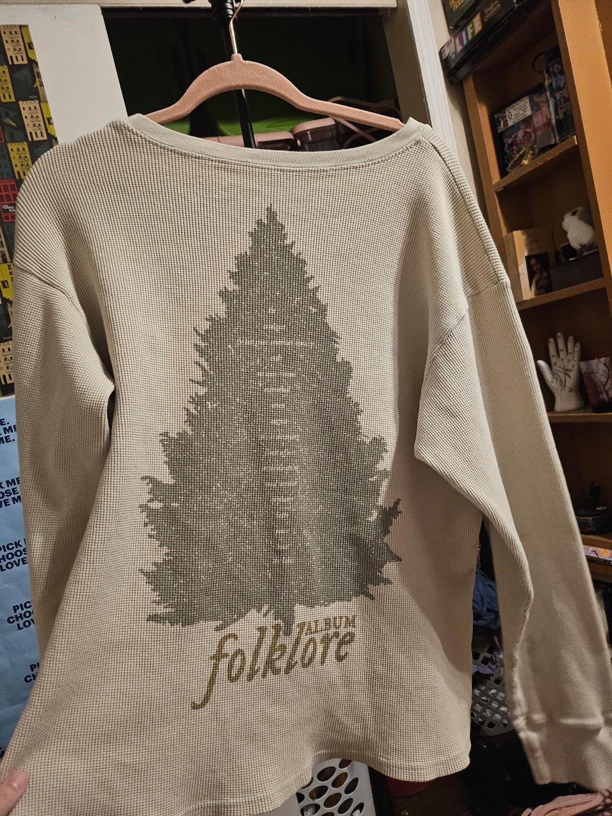 Taylor Swift RARE Folklore Tracklist Long Sleeve Thermal Waffle Shirt XXL