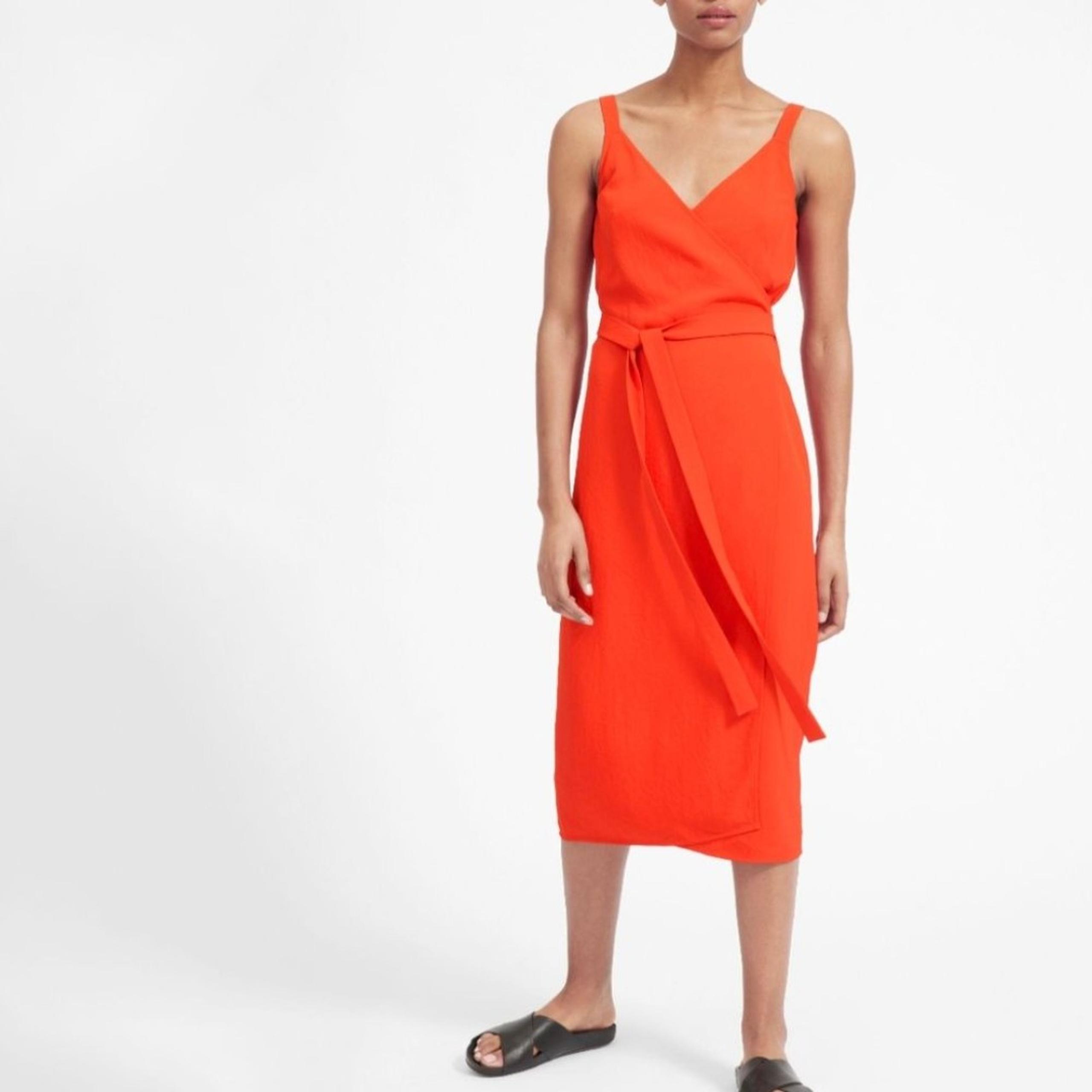 Everlane Japanese Go Weave Wrap Dress Orange sz 0