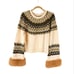Avanlook Multicolor Faux Fur Cuff Long Sleeve Sweater