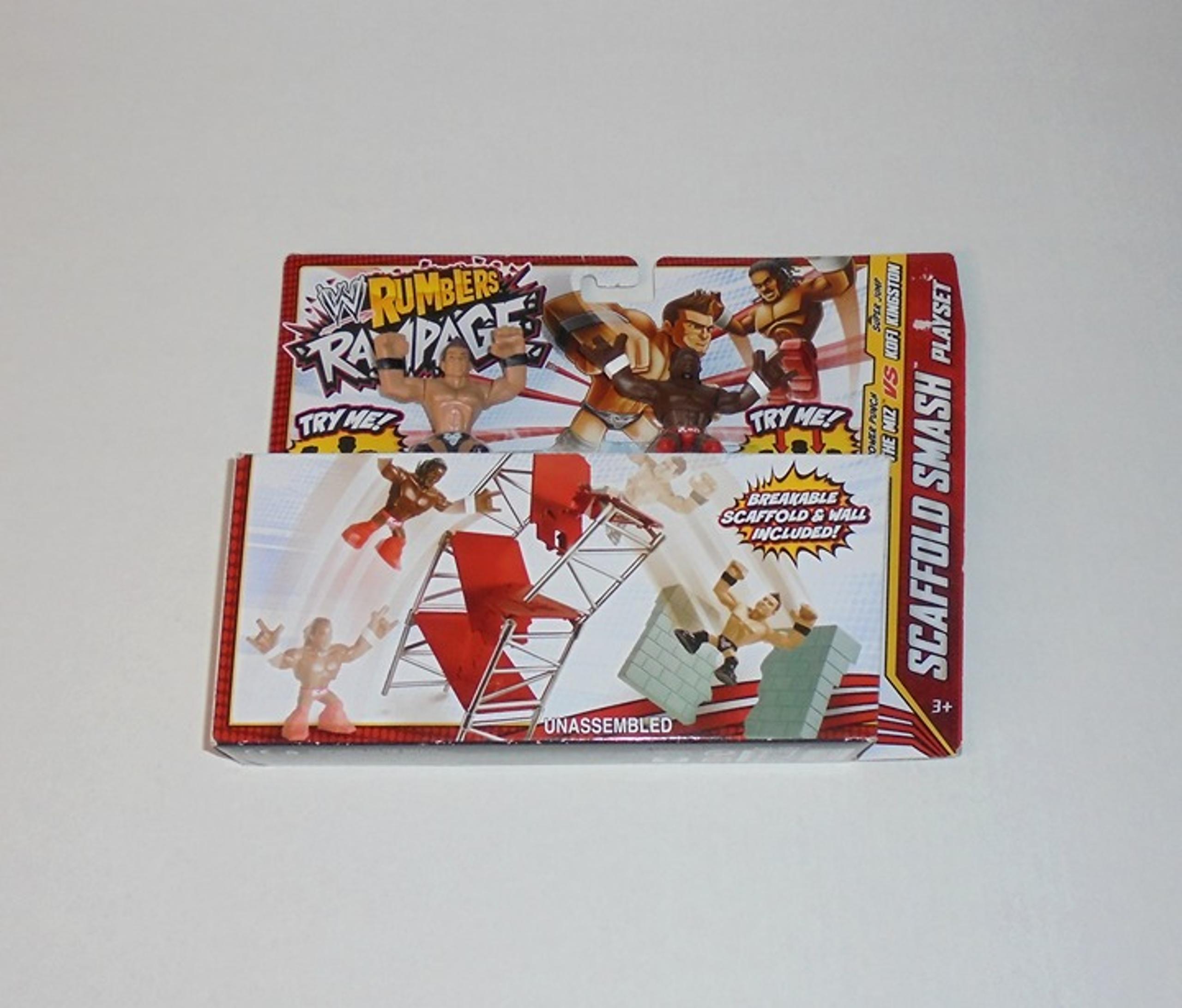 WWE Rumblers Rampage Scaffold Smash Playset Kofi Kingston Miz 2012 Mattel *NEW*