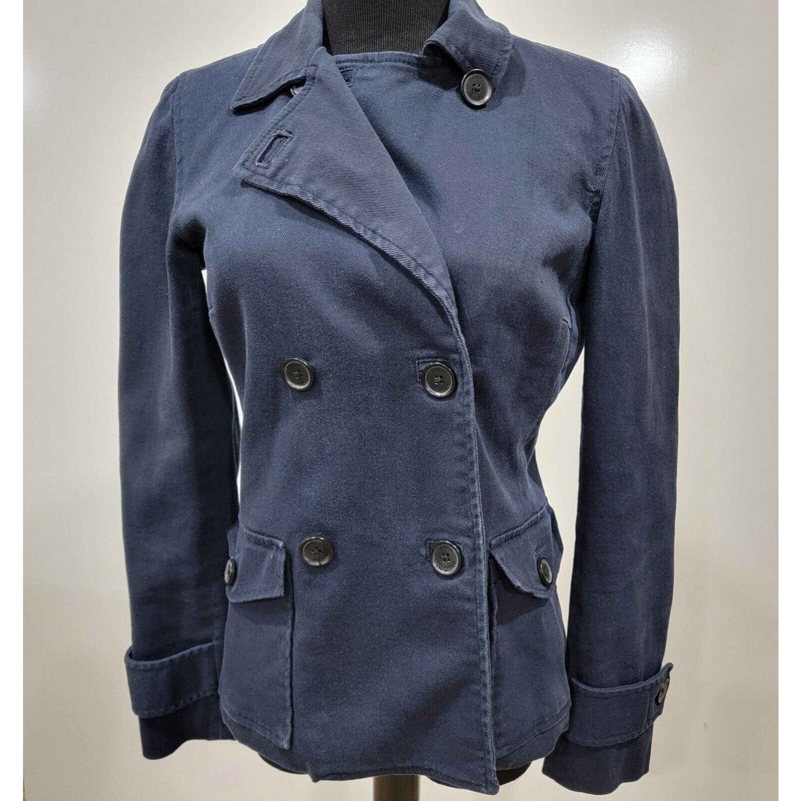 Tommy Hilfiger Women Vintage Stretch Double Breasted Peacoat Size 6 Nautical Y2K