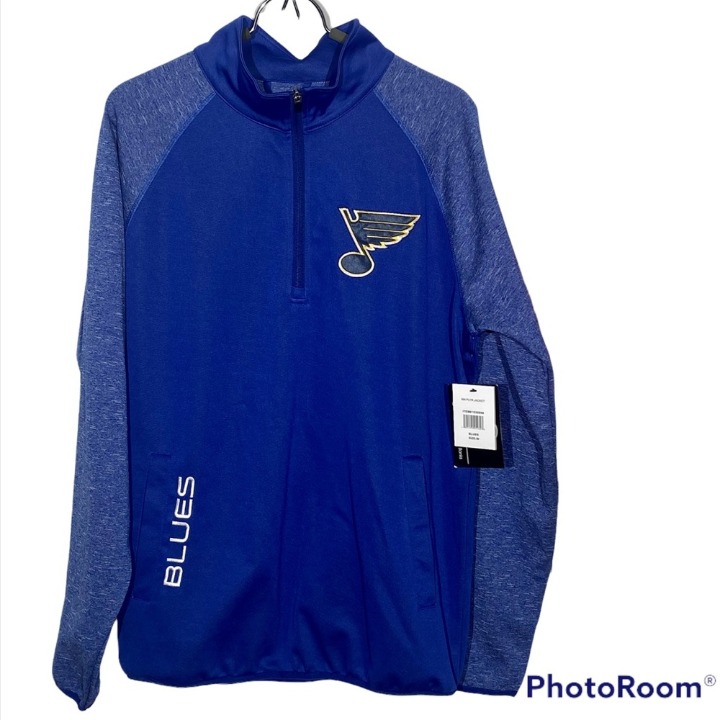 NHL St Louis Blues NWT PLYR Blue on Heather Blue Half-Zip PLYR Jacket M