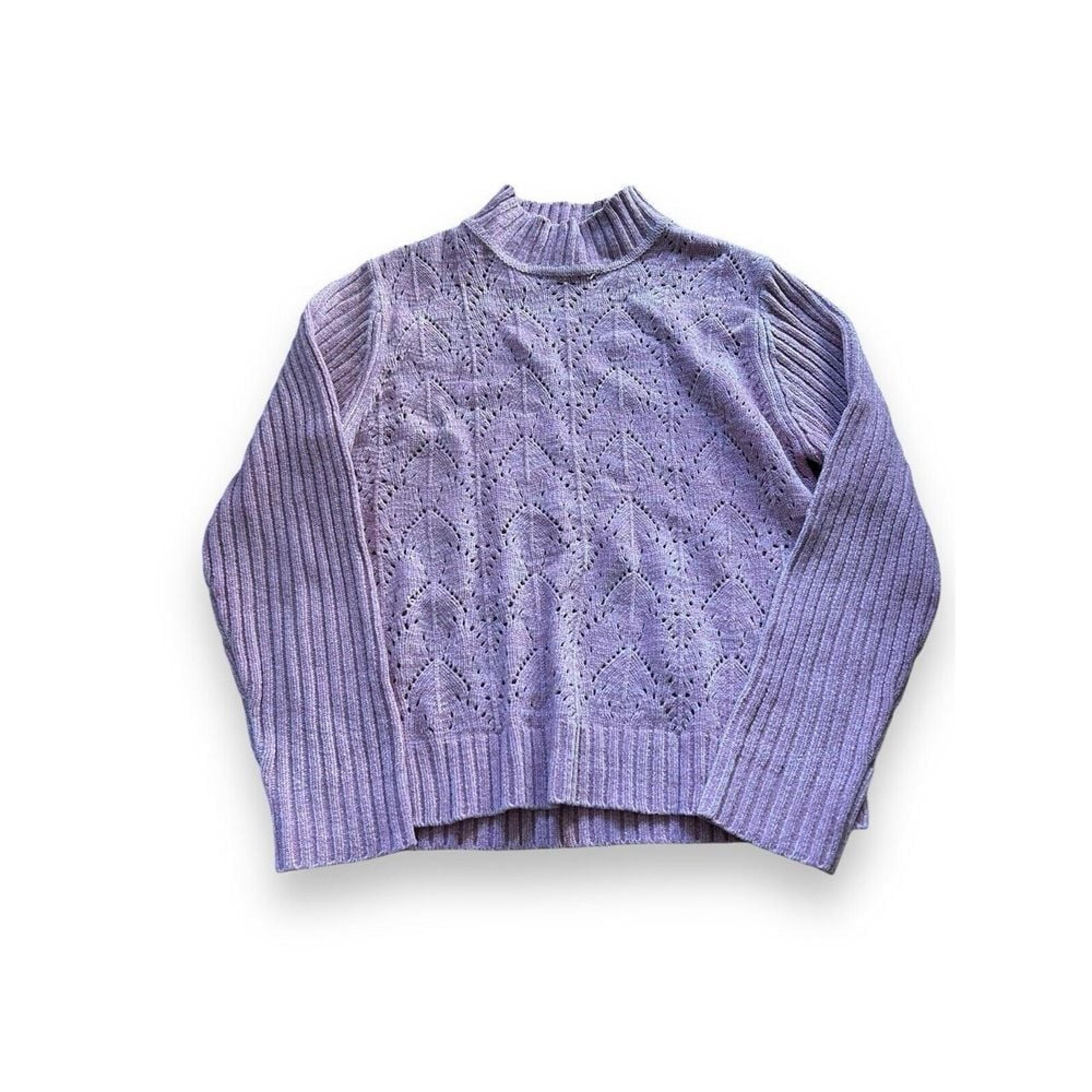 White Stag Womens Mock Neck Pullover Rib Cozy Knit Grandma Sweater Pink Medium
