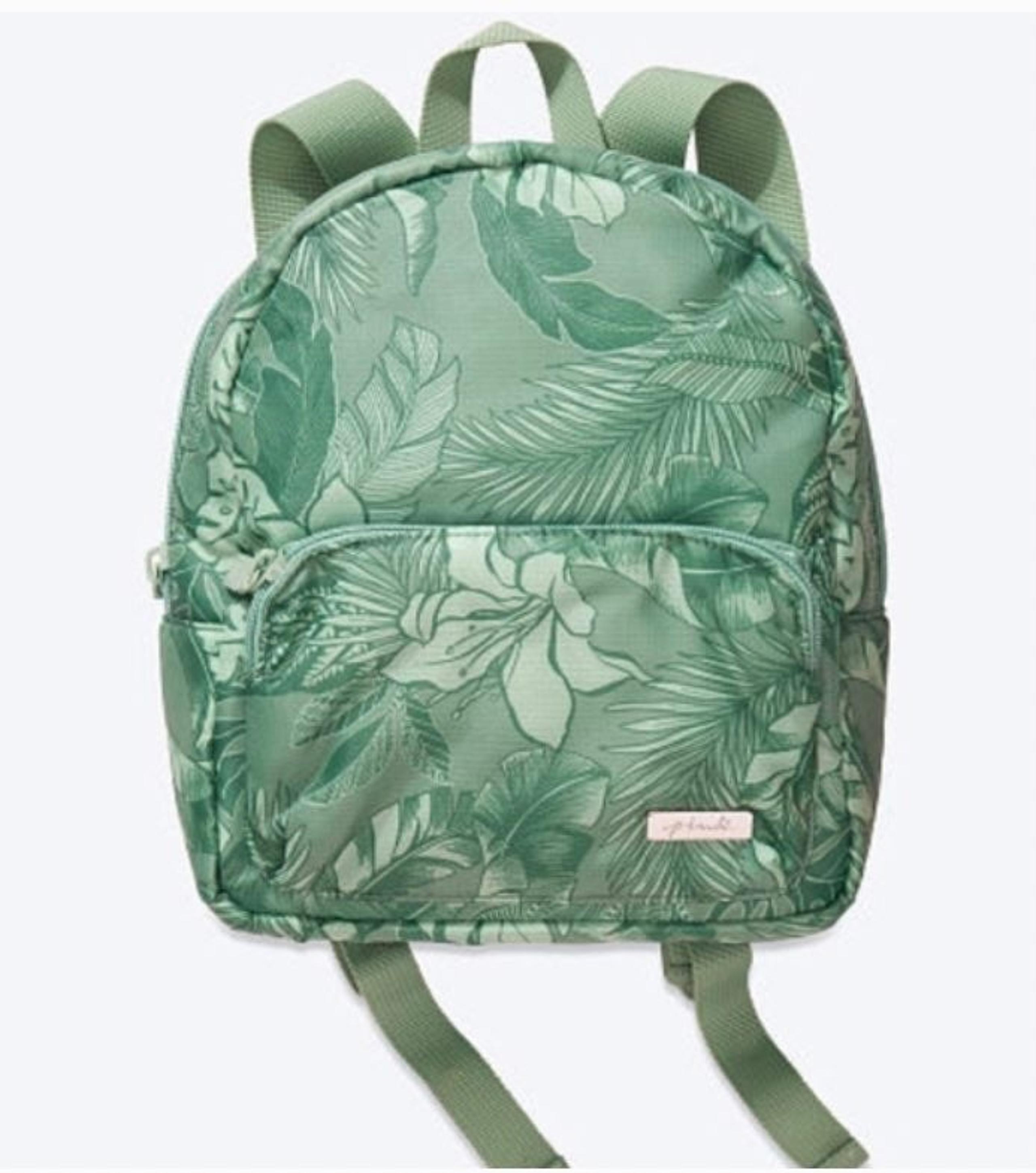 Victoria's Secret Green Floral Ripstop Summer Beach Back to School Backpack - PINK