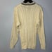 Cherokee Vintage Tennis V-Neck Cable Knit Sweater Cream Cotton Men's M