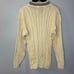 Cherokee Vintage Tennis V-Neck Cable Knit Sweater Cream Cotton Men's M