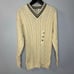 Cherokee Vintage Tennis V-Neck Cable Knit Sweater Cream Cotton Men's M