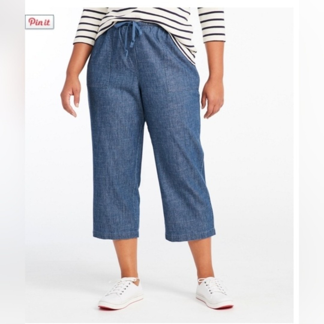 L.L.Bean Women's Sunwashed Denim High Rise Straight Leg Crop Size 3X
