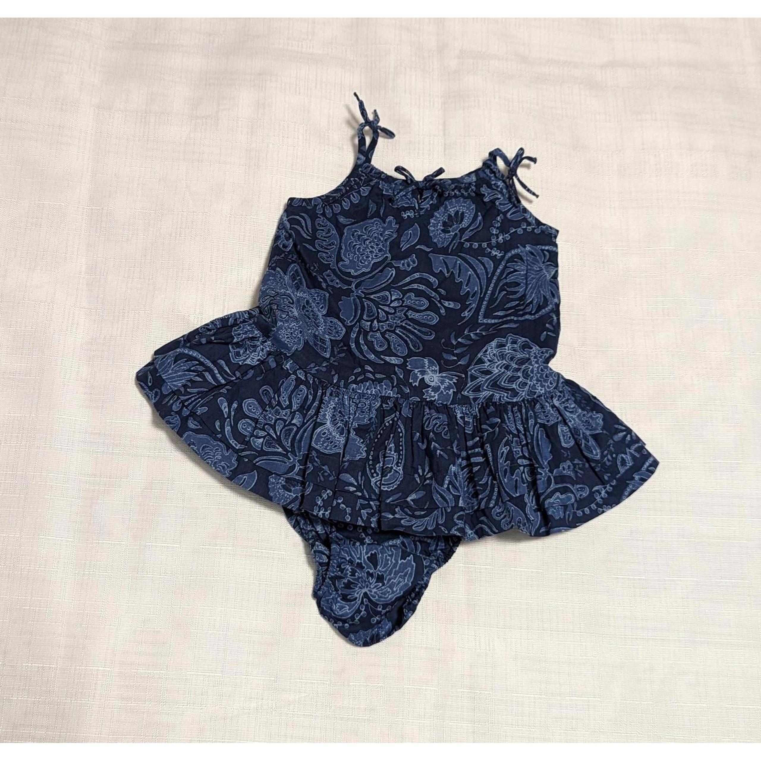 Baby Gap Navy Blue Floral Cotton Dress