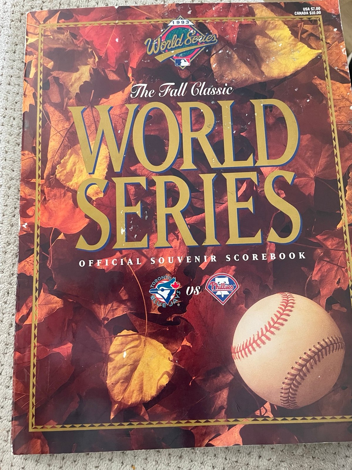 1993 World Series Ticket Stub & Program-Phillies vs Blue Jays (Game 1)