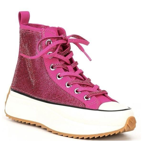 Steve Madden Berker White Rhinestone high-top Platform Sneakers Size 9