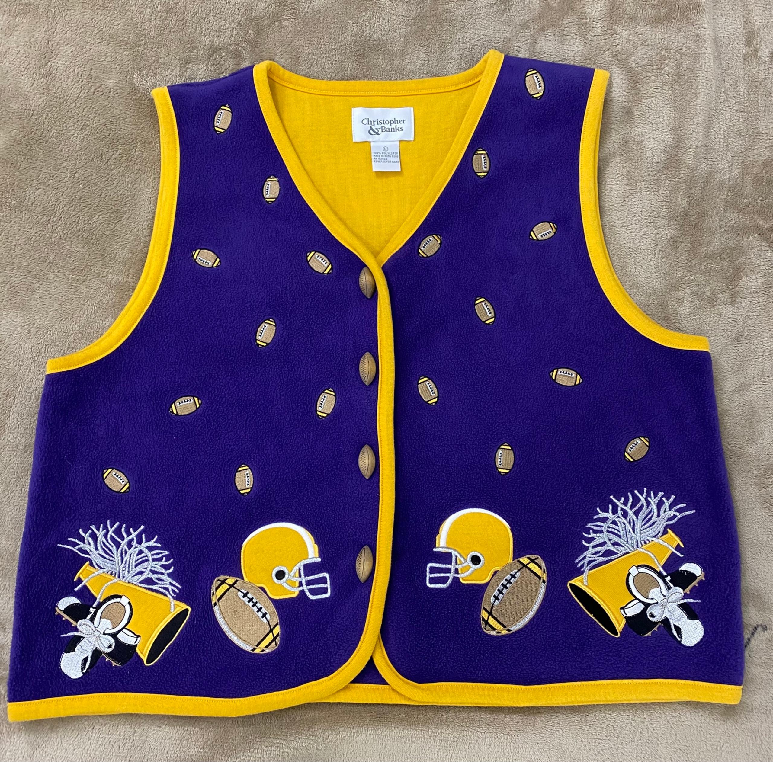 Christopher & Banks Women’s Large 1999 Minnesota Football Purple Fleece Vest