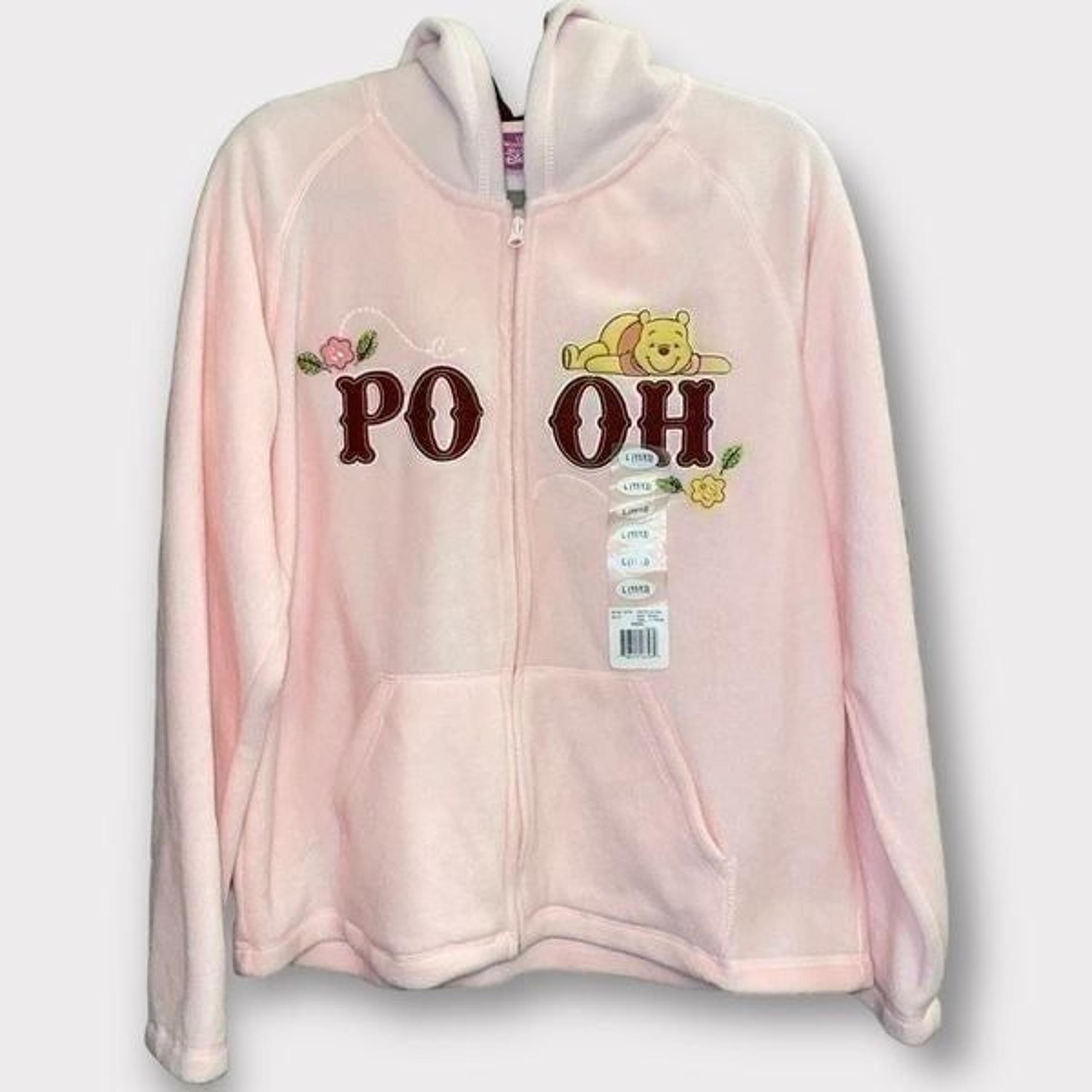 Vintage Disney Winnie the Pooh Light Pink Fleece Zip Up
