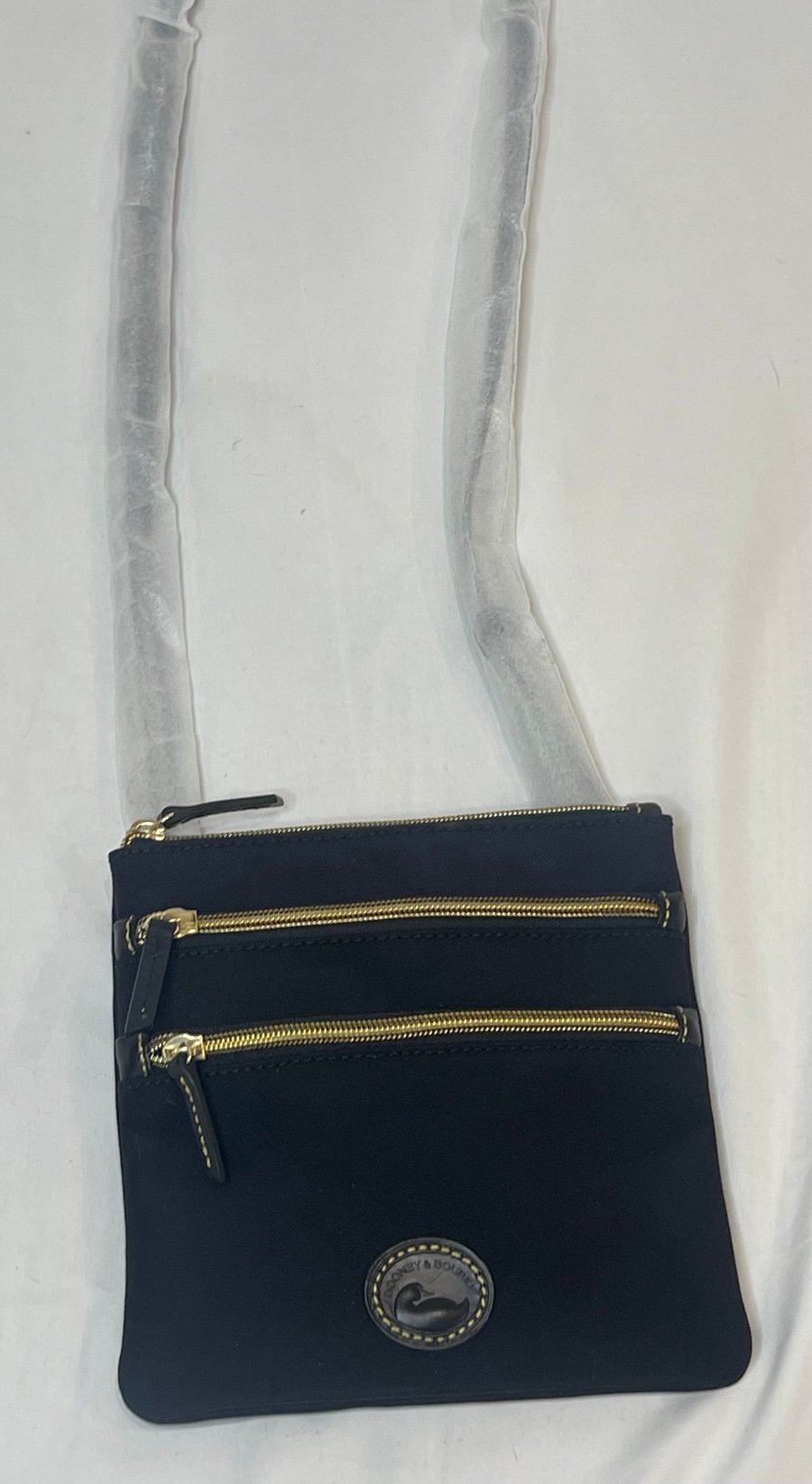 Dooney & Bourke Nylon North South Triple Zip Crossbody Bag - RARE Black LOGO NWT