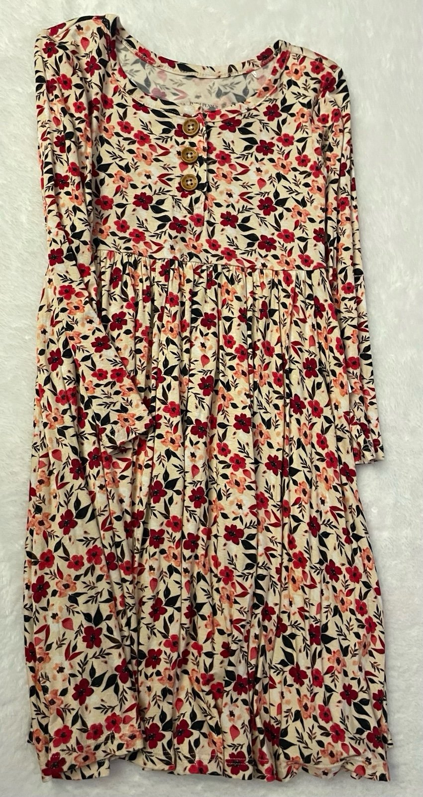 Posh Peanut Janie Long Sleeve Henley Twirl Dress - 4T