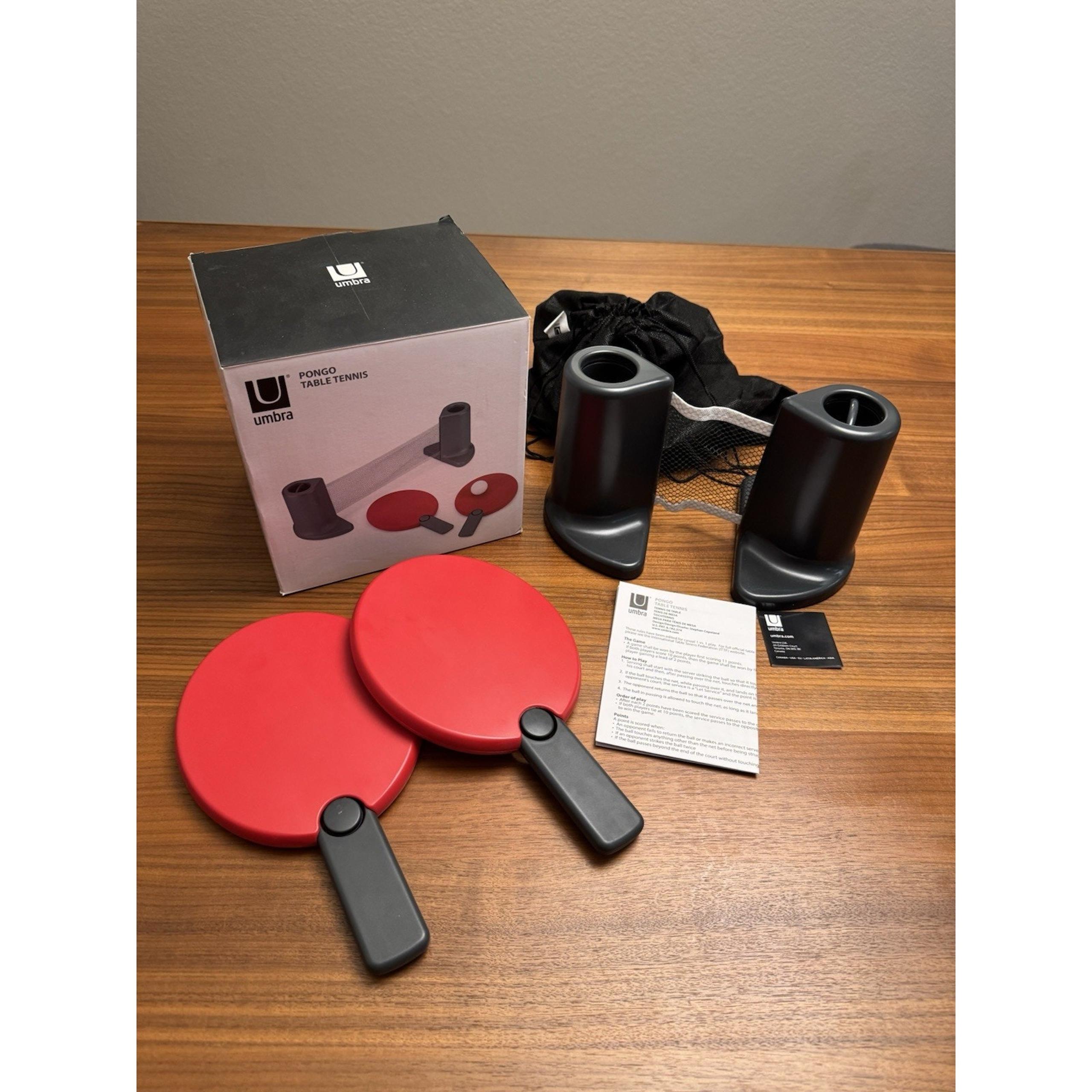 Umbra Pongo Portable Travel Ping Pong Table Tennis Game Net Paddles Pouch Set