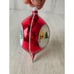 Vintage radko country scene reflector teardrop red glitter ornament Xmas indent