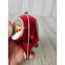 Vintage radko country scene reflector teardrop red glitter ornament Xmas indent