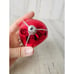 Vintage radko country scene reflector teardrop red glitter ornament Xmas indent