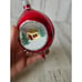 Vintage radko country scene reflector teardrop red glitter ornament Xmas indent