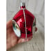Vintage radko country scene reflector teardrop red glitter ornament Xmas indent