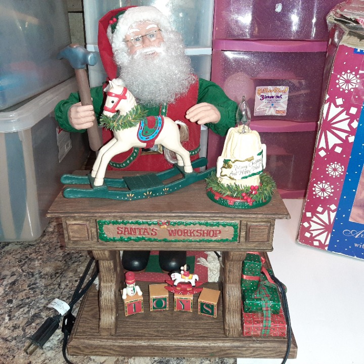 Santa Old Toy Maker Workshop by Holiday Creations animatronic/music box working