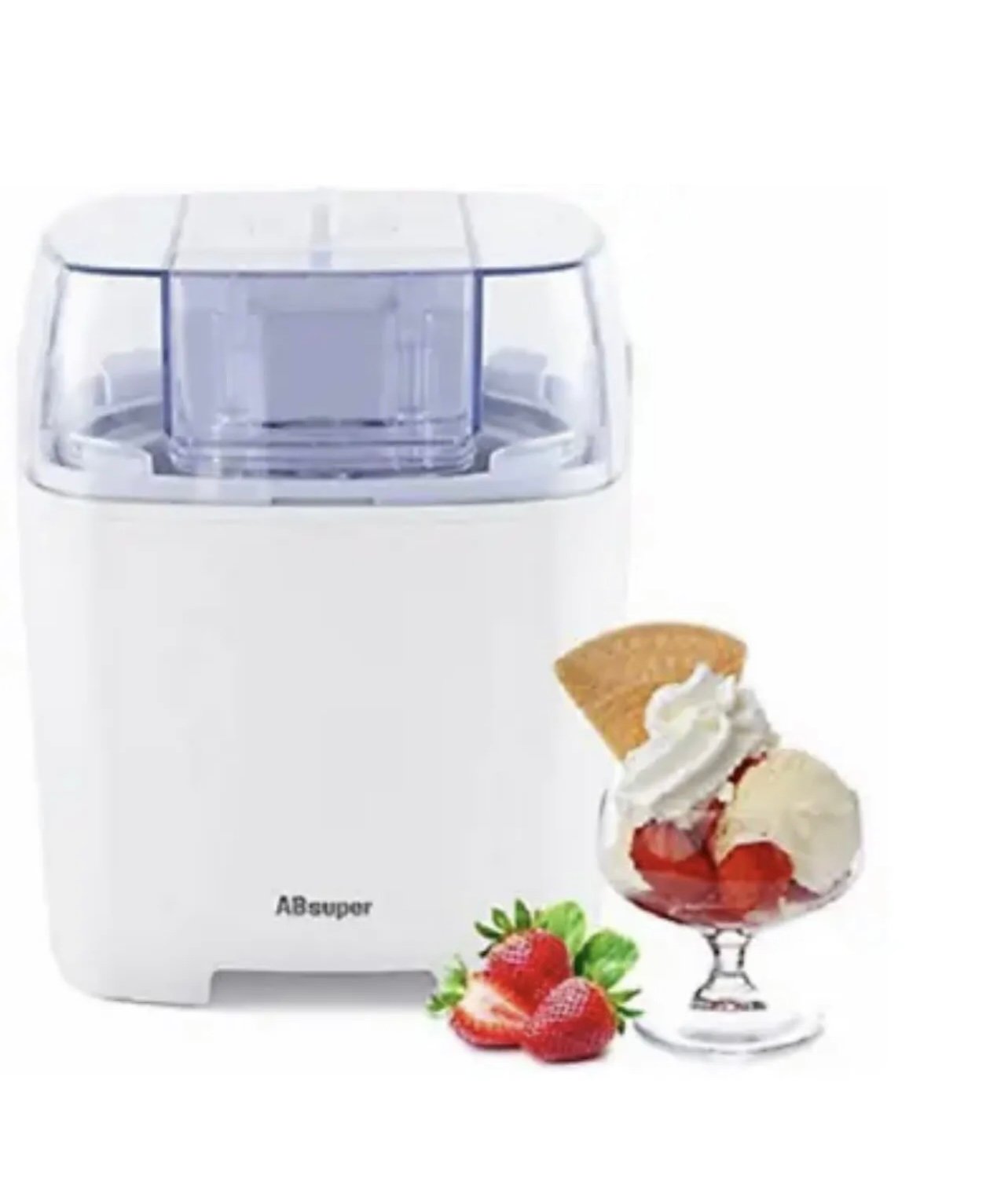 ABsuper Electric Ice Cream Maker, ModeBL1500A, 1.5 Quart, White, NIB