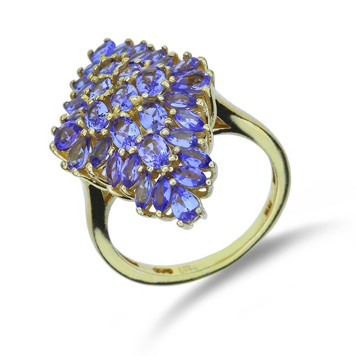 Sterling Silver Tanzanite Cluster Ring SR-4100