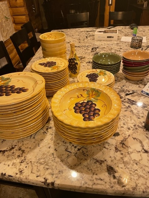 Vino Hand Painted Collection Tabletops Unlimited Dishwasher Safe