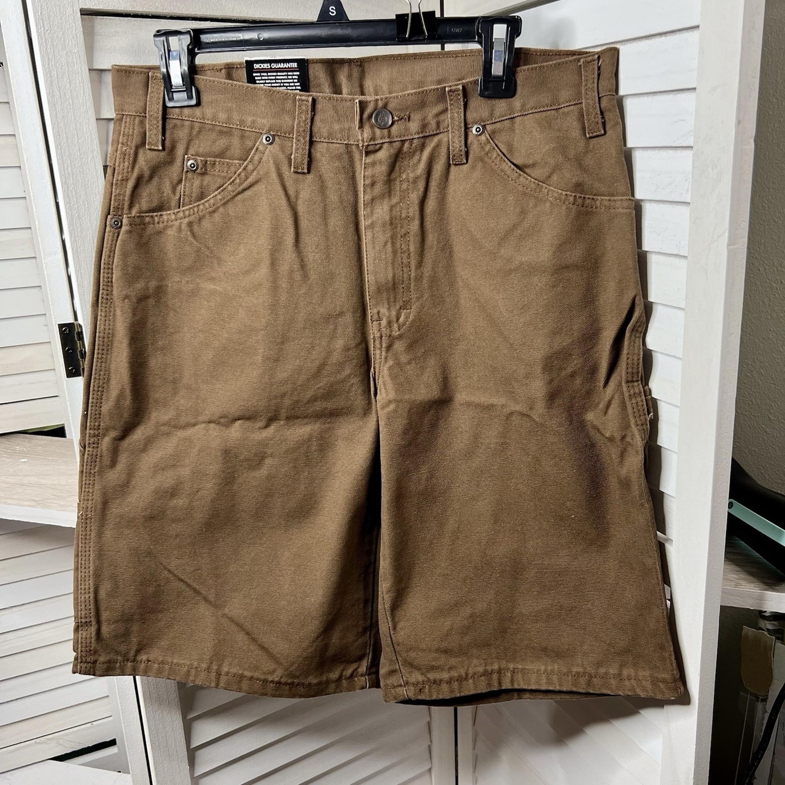 Dickies Men's Size 32 Regular Fit Flex Carpenter Work Shorts Brown Pockets NWT