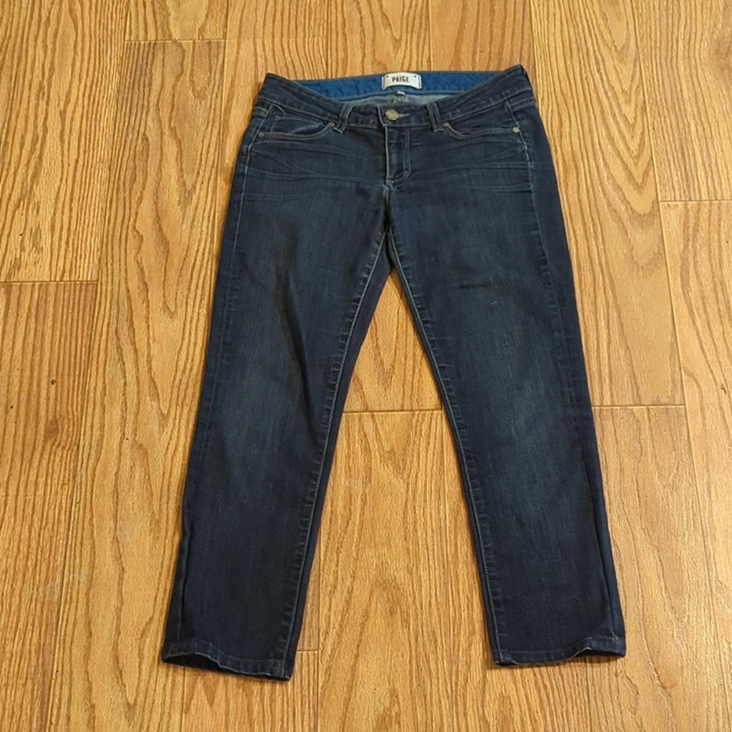 Paige Skyline Straight cropped jeans dark wash stretch low-rise women's size 27