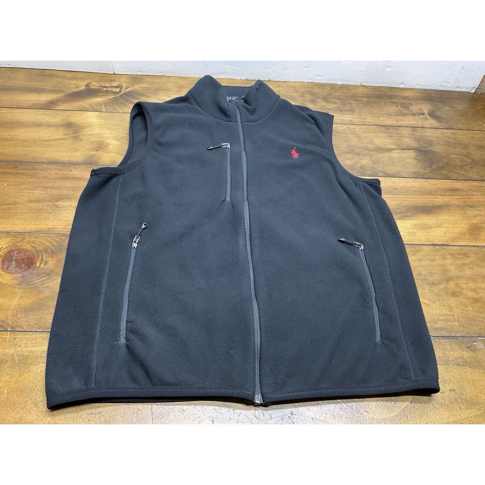 Polo Ralph Lauren Performance Mens Size Large Full Zip Black Fleece Vest