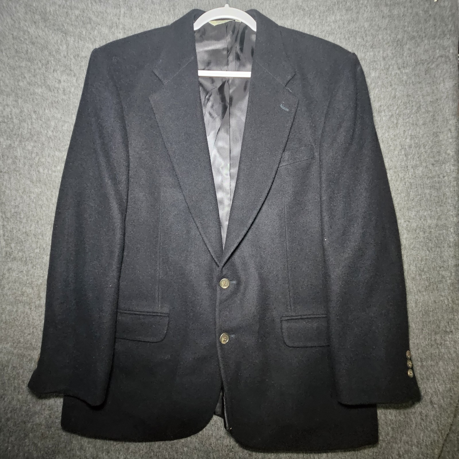 Vintage Eddie Bauer AKA Mens Sport Coat 44R Camel Hair Black Jacket