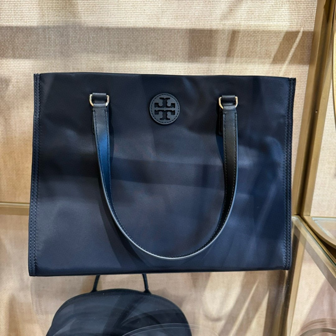 Tory Burch Ella Small Nylon Tote In Black 160633 NWT