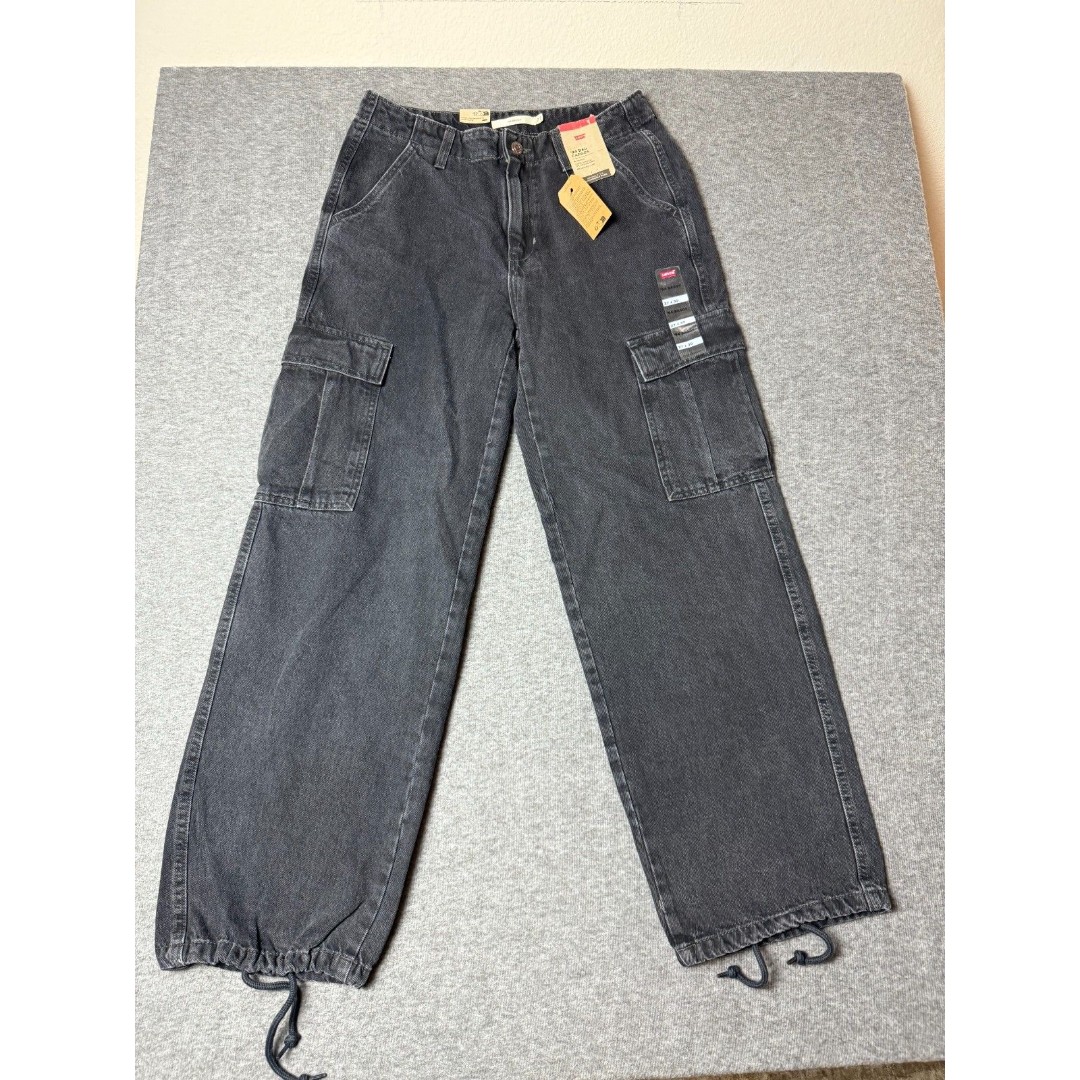 Levi's Womens '94 Baggy Cargo Straight Leg Mid Rise tag 27 Pants 30x30 Black