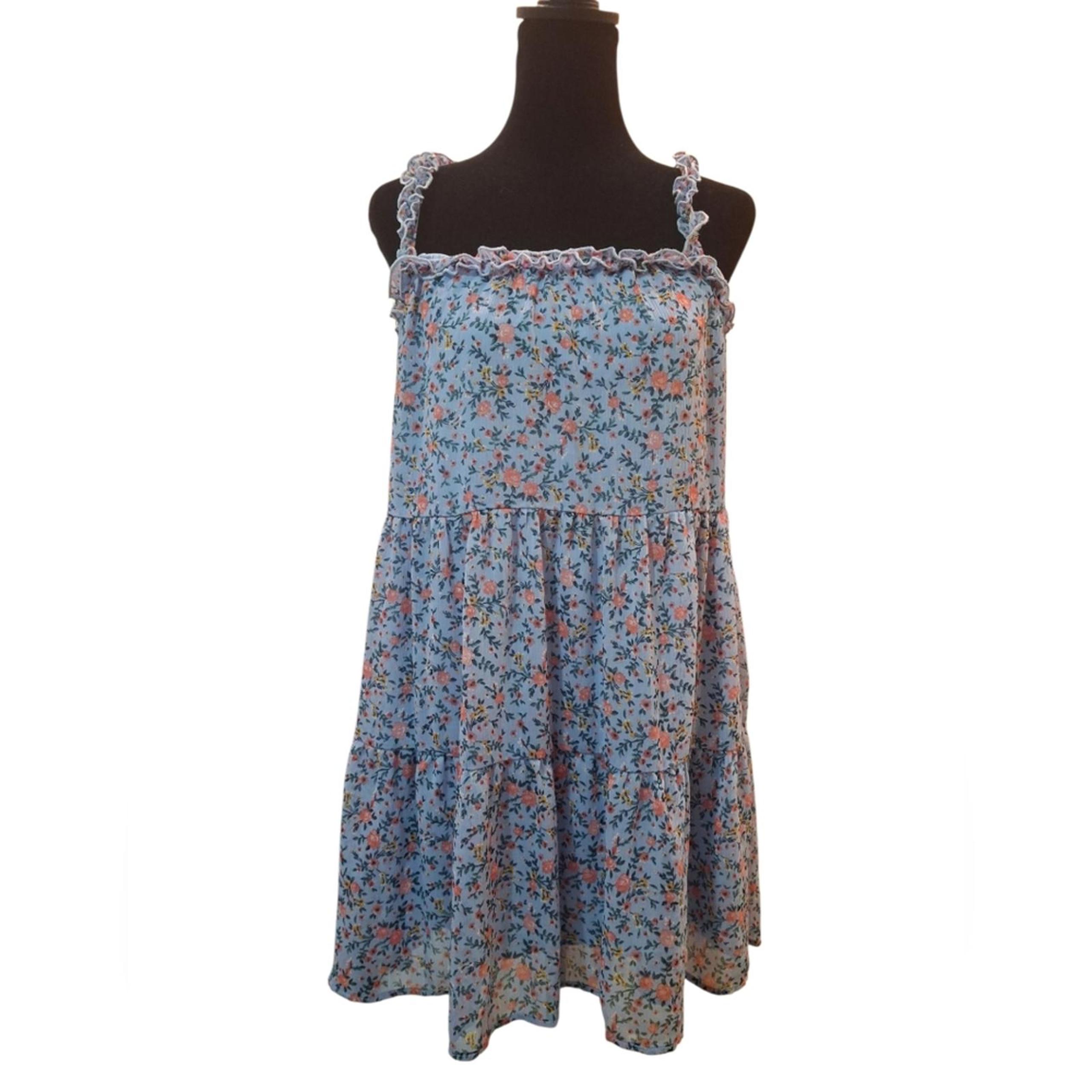"Trixxi" Like new Blue Smocked Tiered Floral Sundress. Women's Sz.S MSRP:$49