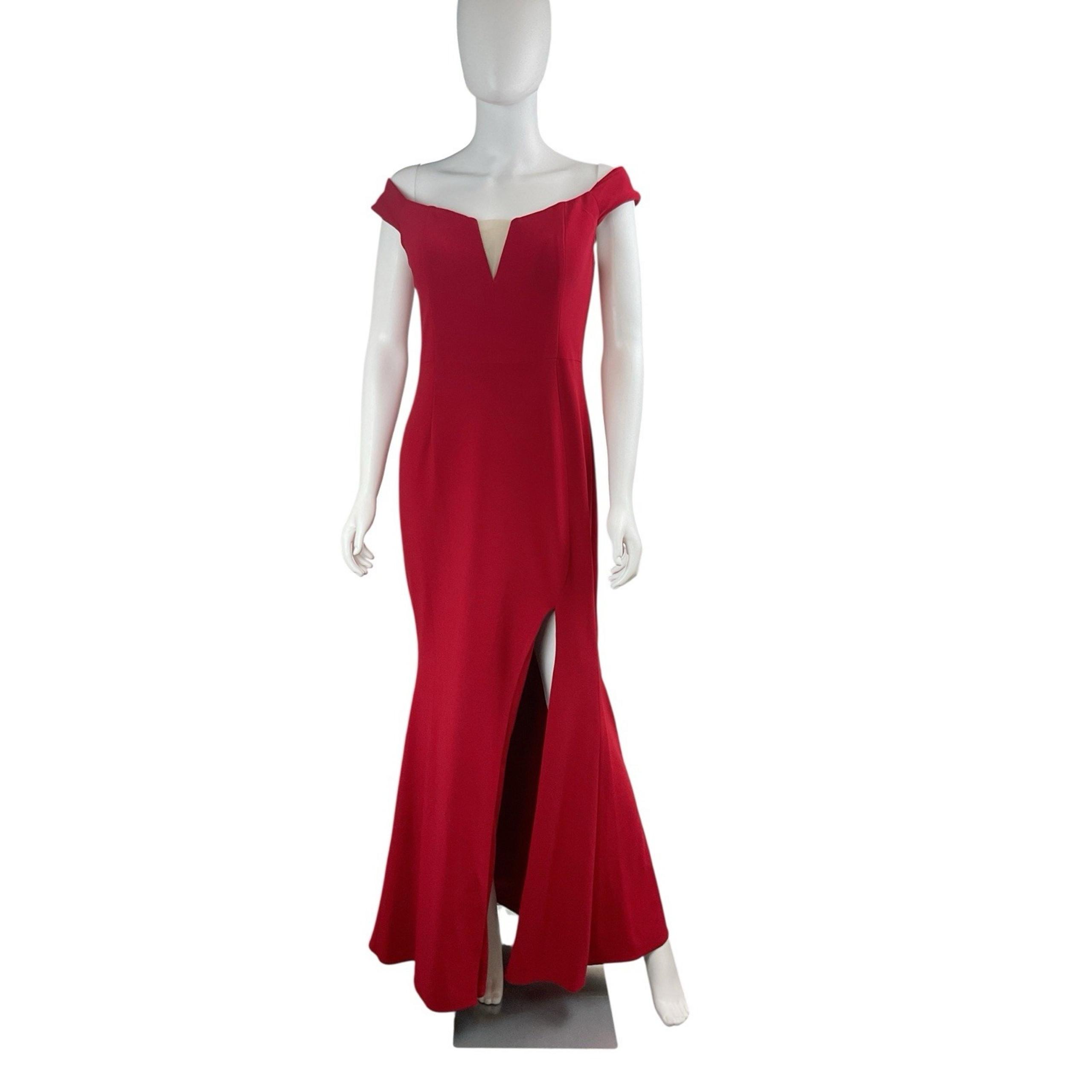 Xscape Off The Shoulder Notch Mermaid Gown With Slit.  Size: 10