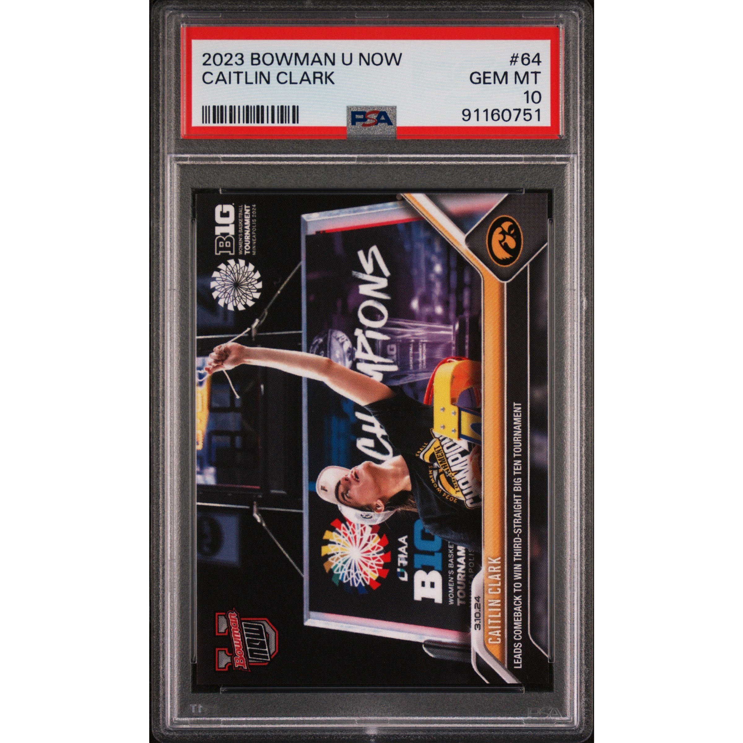 Graded 2023 Topps Bowman U Now Caitlin Clark #64 Rookie Card PSA 10