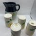Vintage hand painted pitcher with 4 juice cups