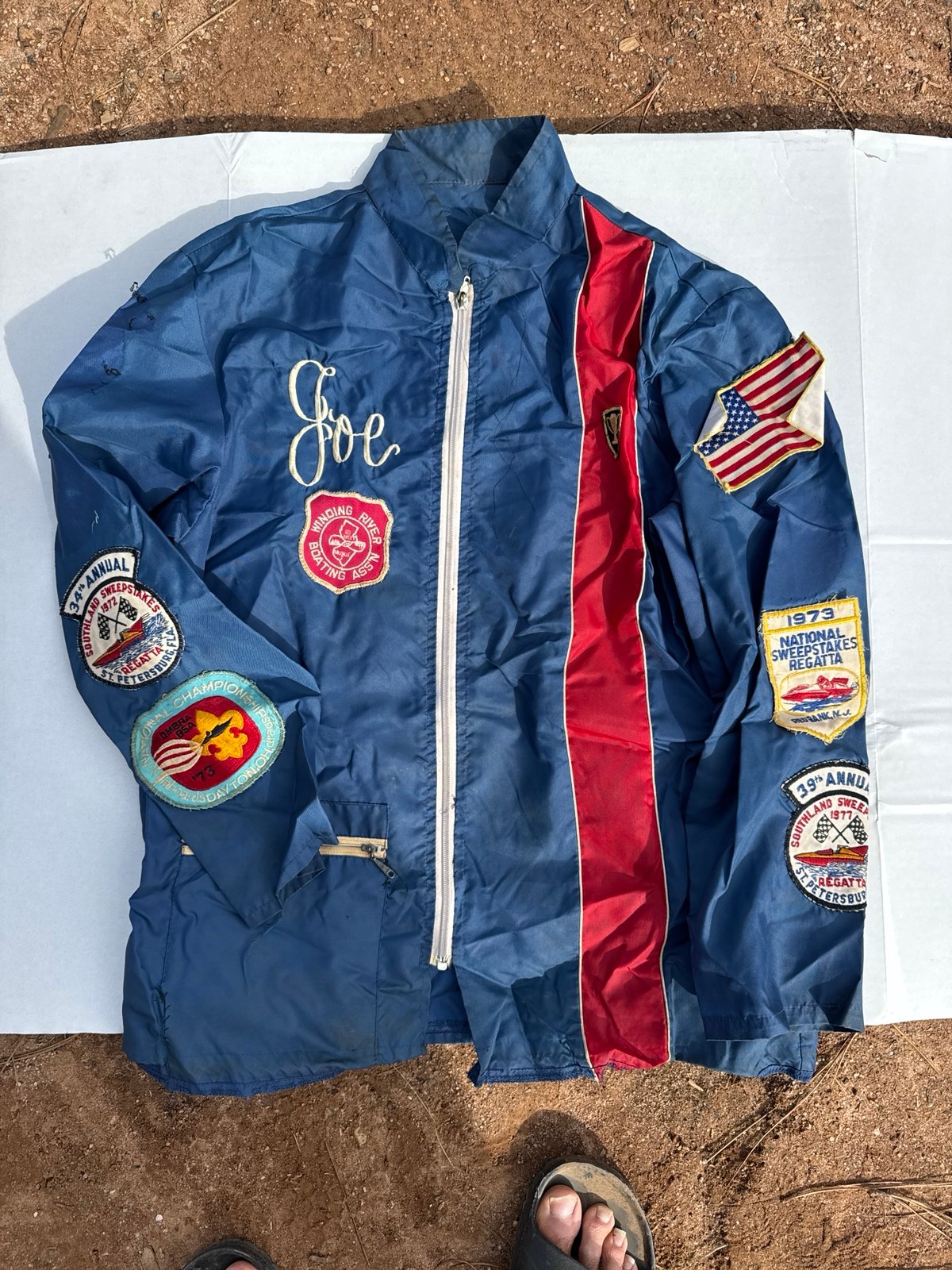 Vintage 1970s regatta rowing sports jacket tons of patches men’s medium