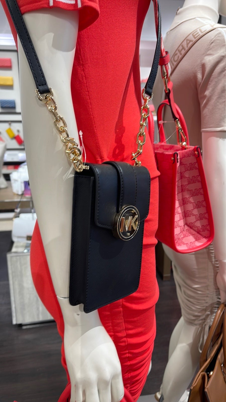 MICHAEL KORS CARMEN SMALL FAUX LEATHER PHONE CROSSBODY BAG