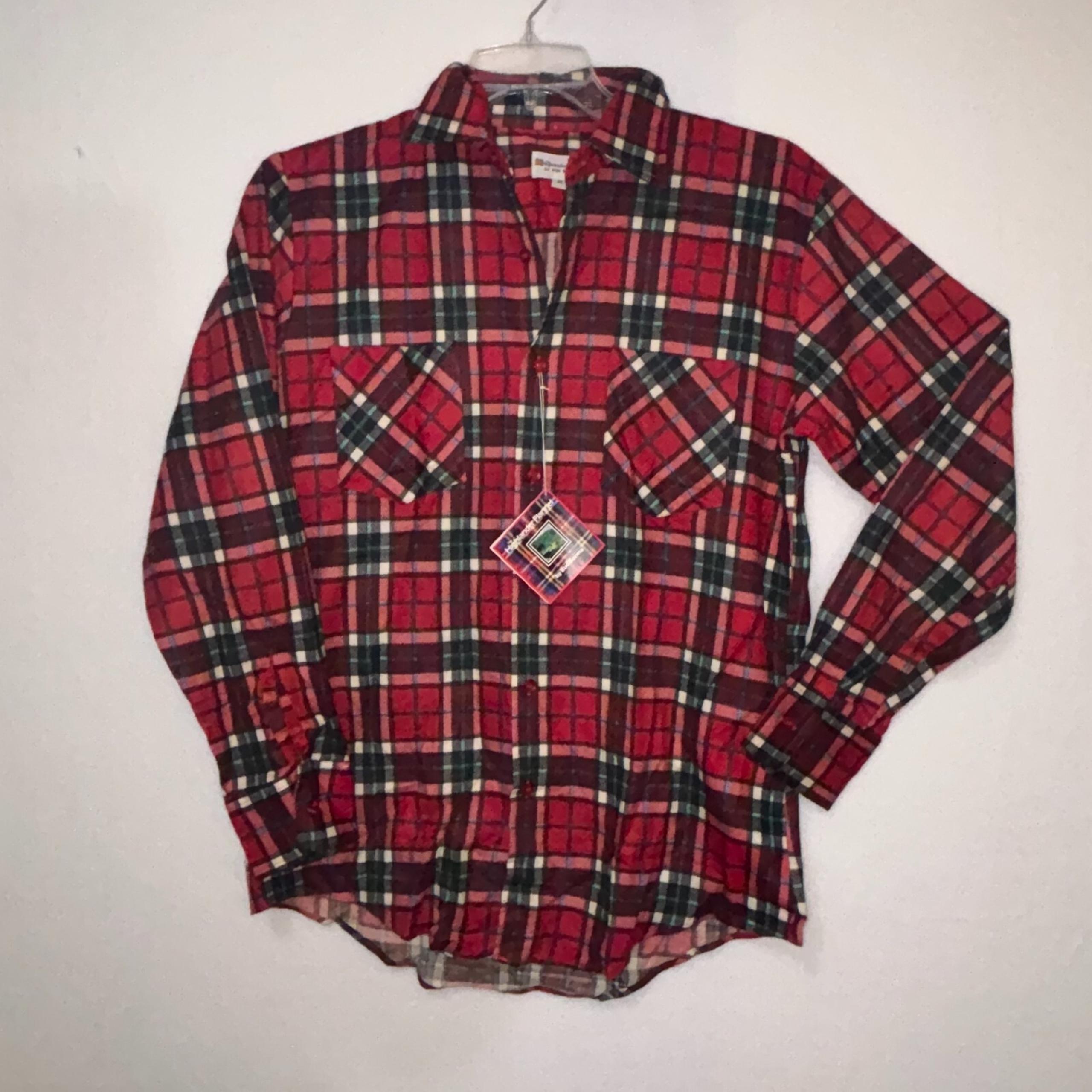 Vtg 70s Streetwear Mens Medium Pockets Highlander Bud Burma Flannel Shirt USA
