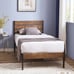 Platform Full Bed Frame with Rustic Vintage Wood Headboard and Footboard