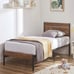 Platform Full Bed Frame with Rustic Vintage Wood Headboard and Footboard