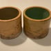 2 CRATE & BARREL Cement Glazed PLANTERS
